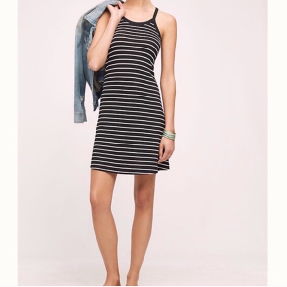 Anthropologie Dresses | Anthro Saturday Sunday Striped Cross Back Dress | Color: Black/White | Size: S | Mittenstategem's Closet